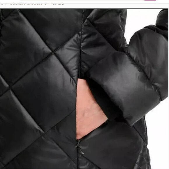 NEW Andrew Marc Women's Long Puffer Jacket with Hood, Black L - Picture 4 of 4